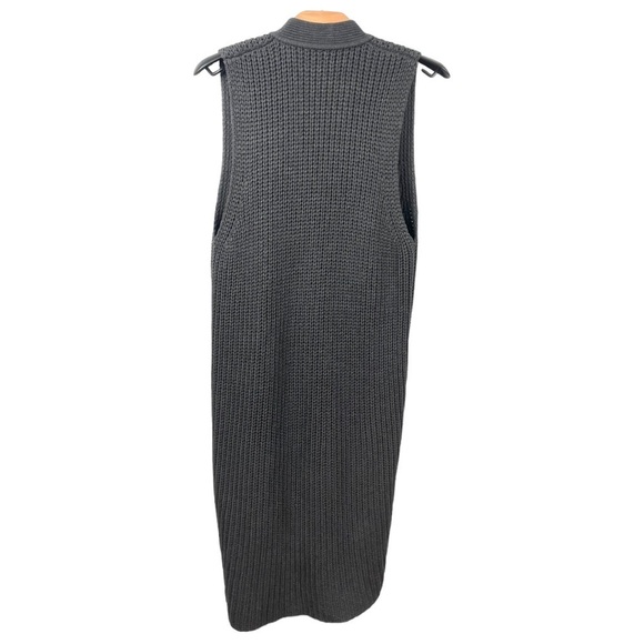 Oak + Fort Slate Grey Knit Open Front Duster Vest Size S - Picture 3 of 5